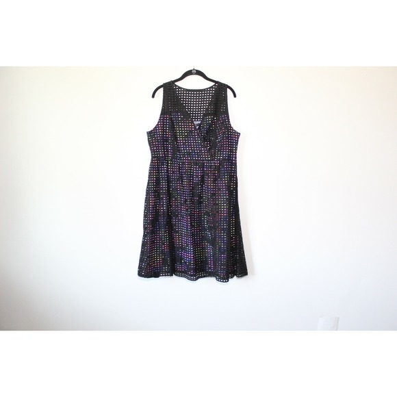 NWT Lane Bryant Perforated Eyelet Dress Black Multicolor Plus Size 18 H12952 - Picture 7 of 11